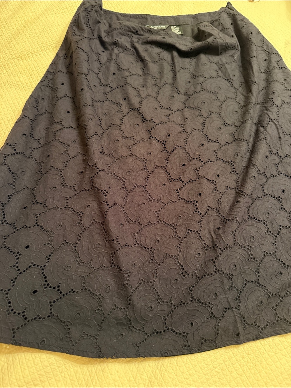 100% cotton lining Black Eyelet A-Line Skirt